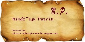 Mihályk Patrik névjegykártya